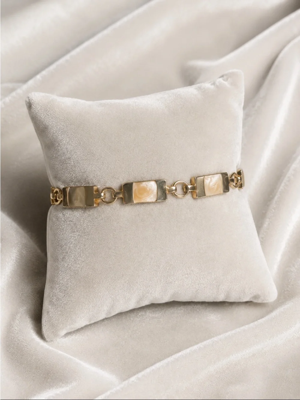 Golden Earth-Tone Rectangle Link Bracelet